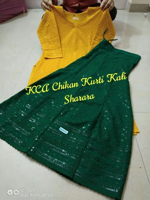 KCA Presents Very Beautiful Pure Cotton Full Chikan Embrodied Kurtis Pure  Cotton Chikan Embroidered Sharara 4XL A… | Kurti designs, Salwar designs,  Stylish dresses