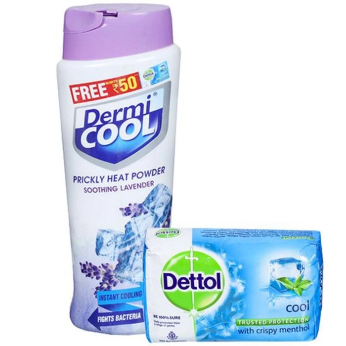 Dermicool Prickly Heat Powder Soothing Lavender, 150 G(Free Dettol Soap Worth Rs. 30)