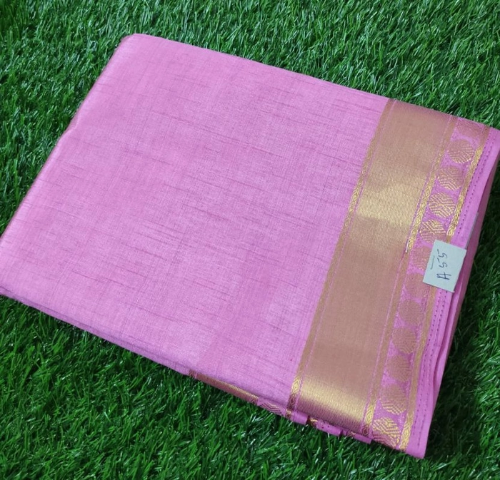 Semi raw silk saree green with box type butta prints and pink zari wov –  Cherrypick