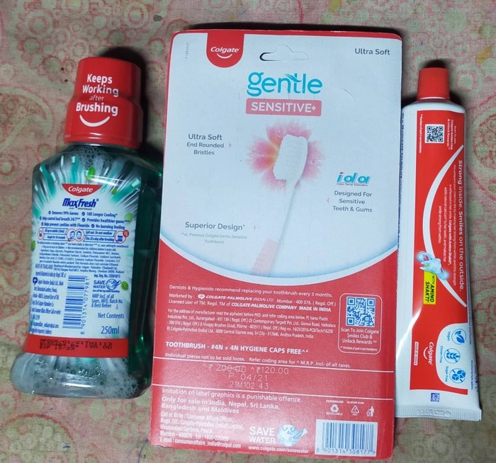 Colgate Toothpaste Combo Pack 2 (Toothpaste, Mouthwash, Brush) FREE Maggi Rs.12/-