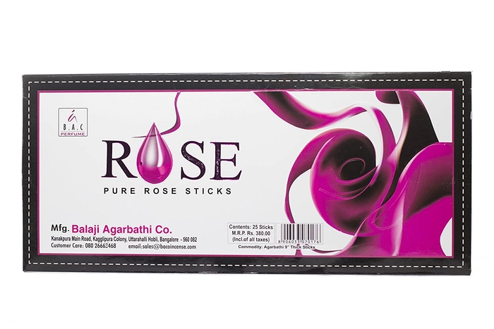 Balaji Rose - Pure Rose Sticks - 25 Incense Sticks