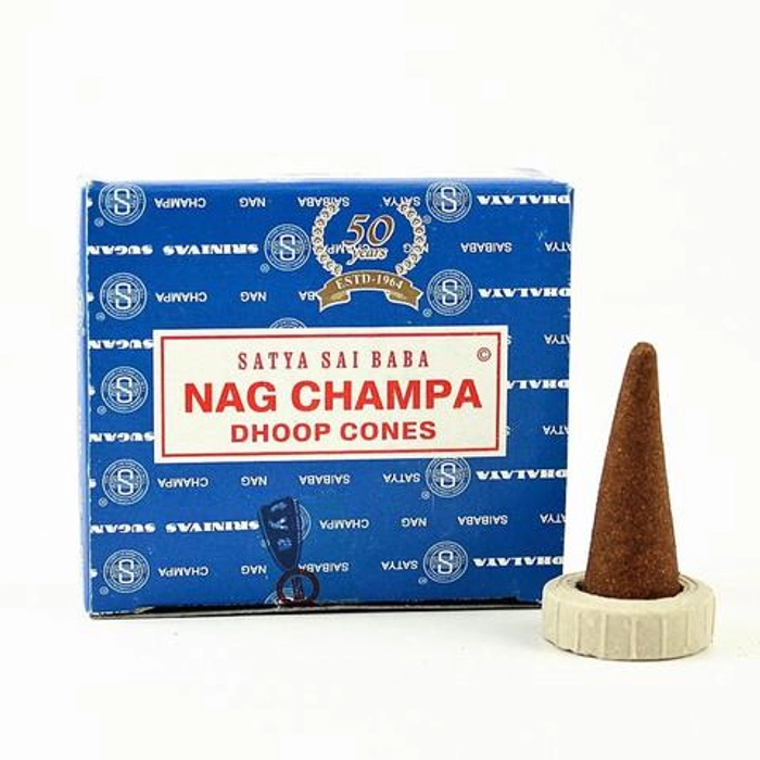 Satya Nag Champa Dhoop Cones Pack of 12 Pkt of 12 Dhoop Cones Each (Total 144 Dhoop Cones| Incense Cones)