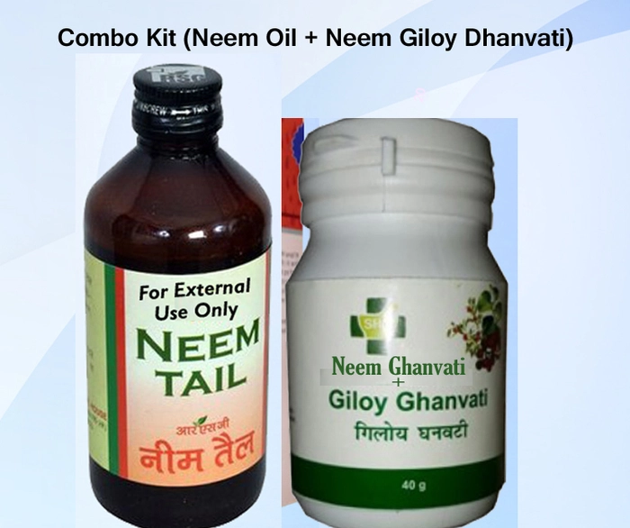 Combo Kit of Neem+Giloy Dhanvati and Neem Oil