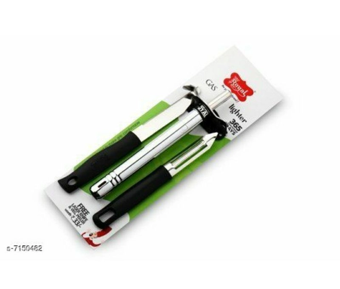 Gas Lighter  With 1 Knife And Peeler