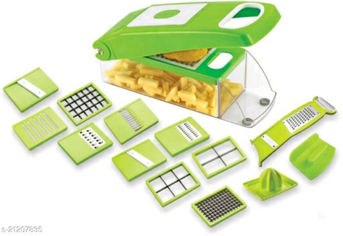 Unique Choppe*Plastic & Stainless Steel Multipuose 1 Vegetable Cutter - Chopper, Grater,