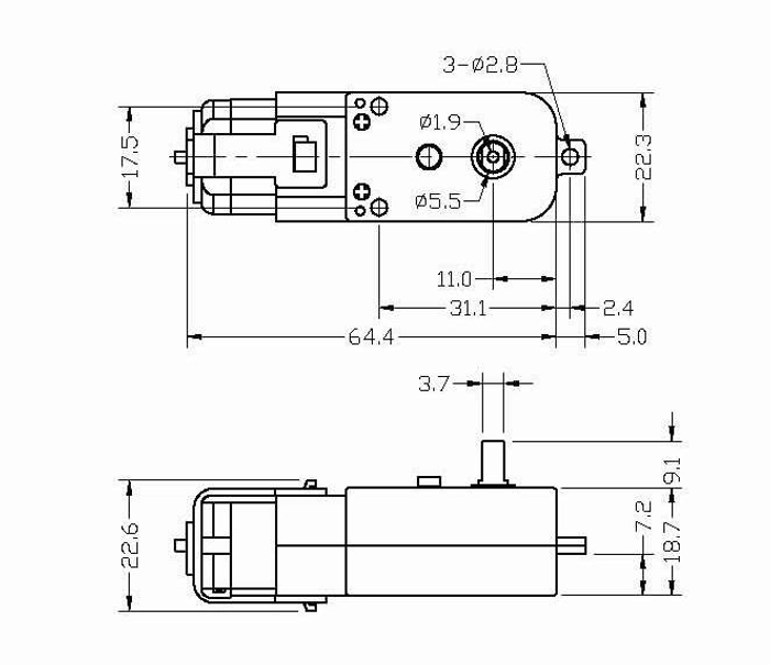 BO Gearbox Motor-Straight (60rpm,100rpm,150rpm,300rpm)