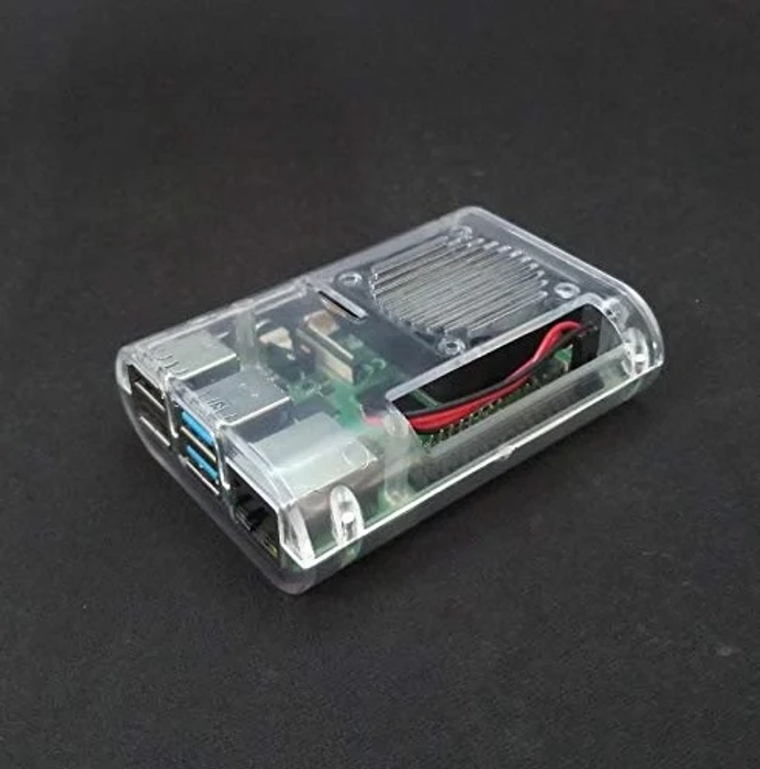 Raspberry Pi 4 Transparent Compact ABS Case with Heat Sink set