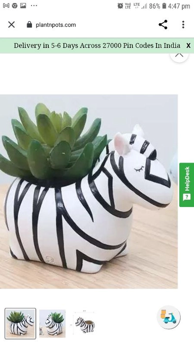 Cute Zebra Resin Succulent Pot
