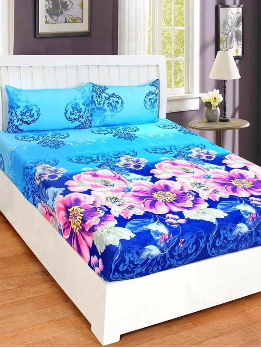 Polycotton Double Bedsheet with 2 Pillow Covers