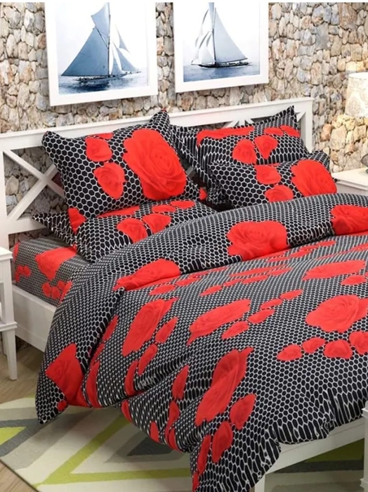 Cotton Blend Double Bedsheet with 2 Pillow Covers