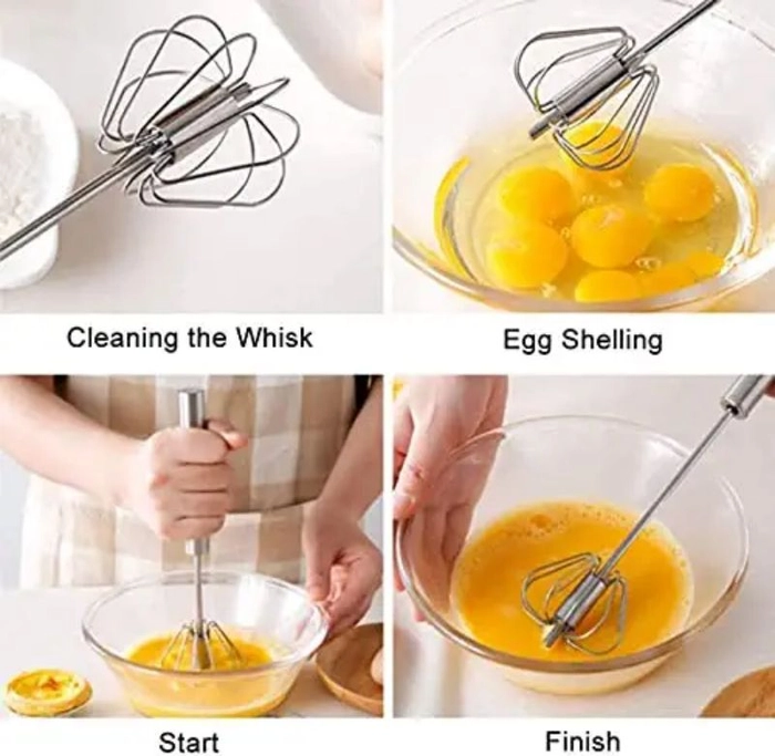 Egg Beater Whisk,Stainless Steel Hand Push Milk Frother Whisk