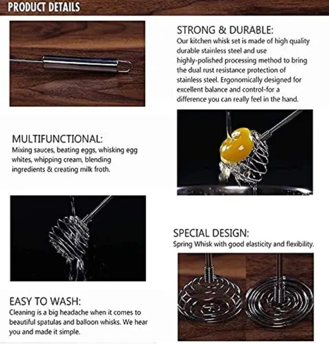 Stainless Steel Wire Balloon Egg Whisk, Beater, Egg Frother, Whisker, Milk  & Egg Beater, Stirrer