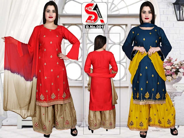 Rayon Embroidered Work Straight Kurta Set for Women Set Of 5