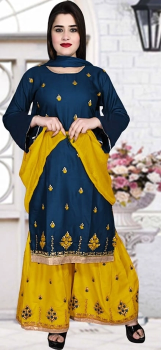 Rayon Embroidered Work Straight Kurta Set for Women Set Of 5