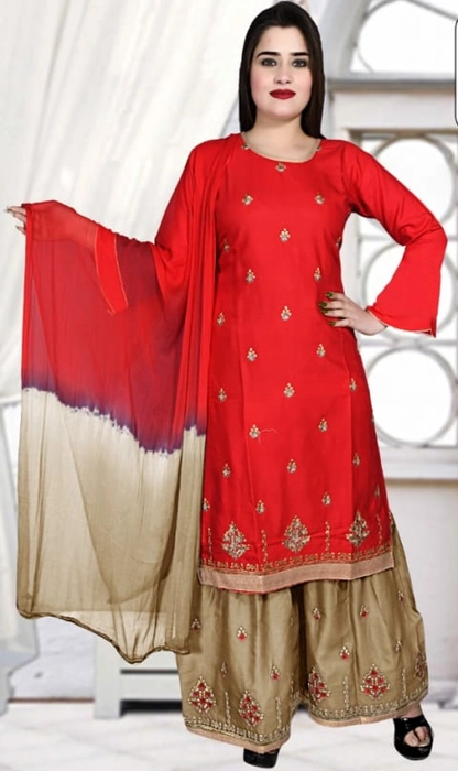 Rayon Embroidered Work Straight Kurta Set for Women Set Of 5