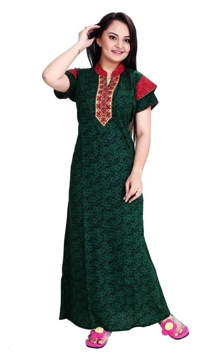 Cotton Embroidered Night Gown