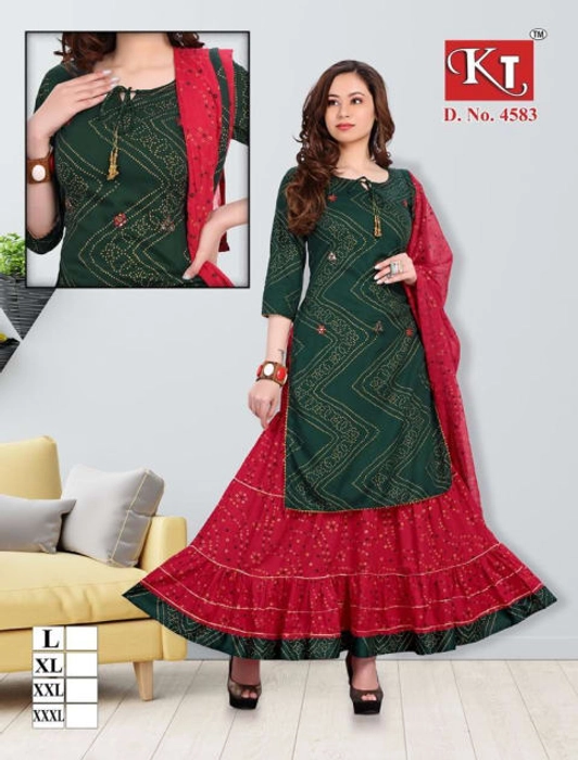 Rayon Digital Print Straight Kurta Set for Women Set Of 4