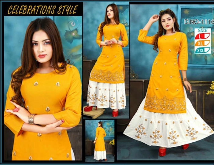 Rayon Embroidered Work Straight Kurta Set for Women -Set of 4