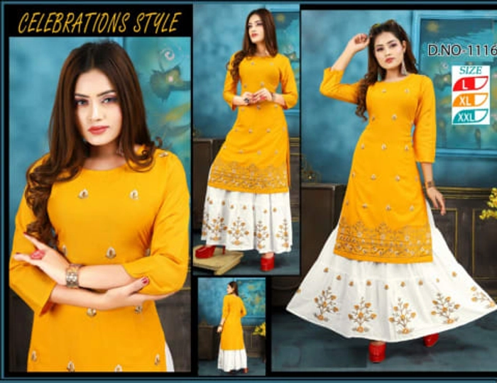 Rayon Embroidered Work Straight Kurta Set for Women