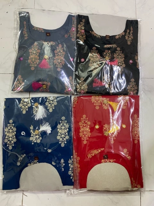 Rayon Gold Foil Print Straight Kurta Set for Women