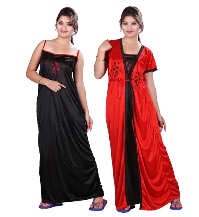 Satin for Women Nightie & Robe Set