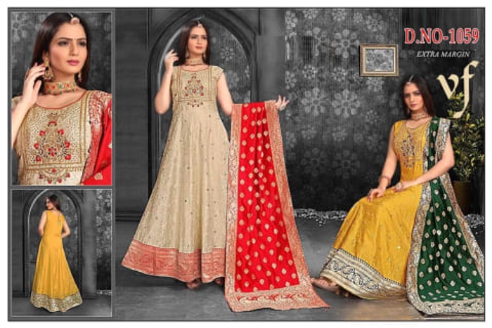 Stitched Chanderi Embroidered Pattu Gown