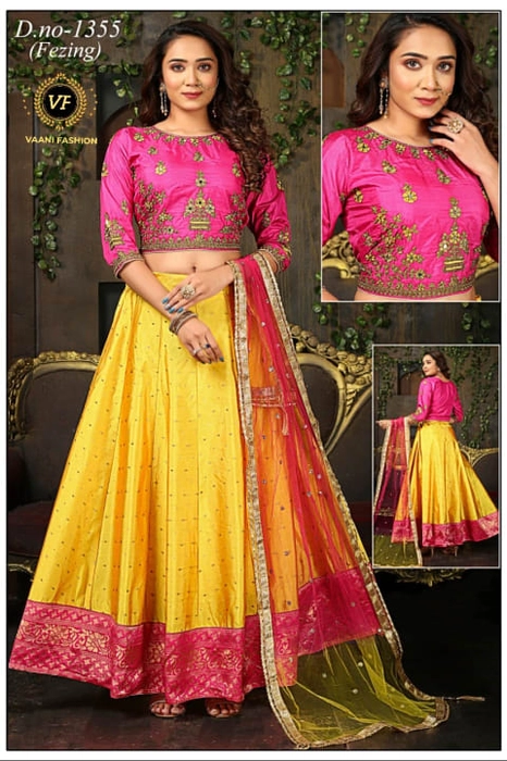 Stitched Taffeta Silk Dori Work Crop Top Lehenga