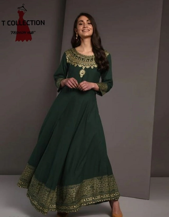 Rayon Foil Print Ankle Length Anarkali Kurti for Women