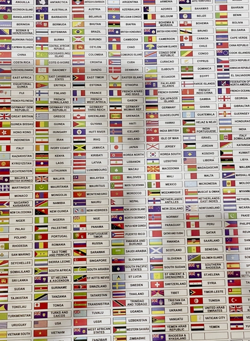 315 Countries Flag and Names Stickers
