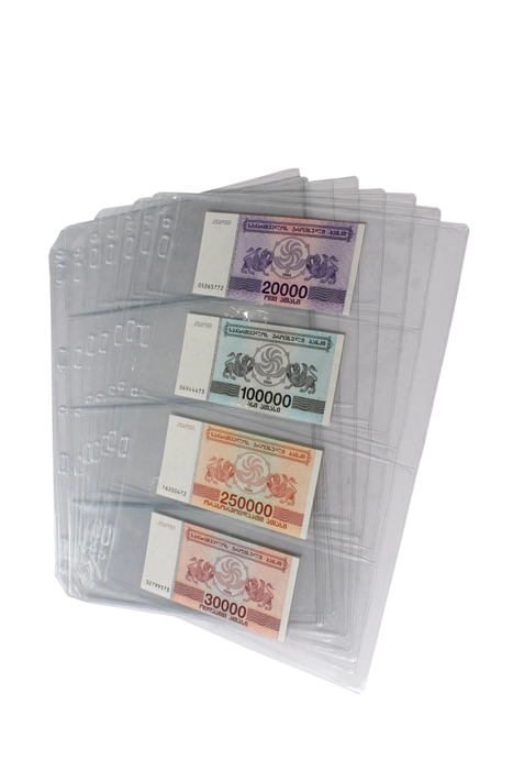 India Made Banknotes Insert Sheets - 4 Divider - 10 Sheets