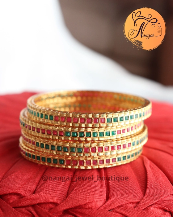 Red and sale green stone bangles