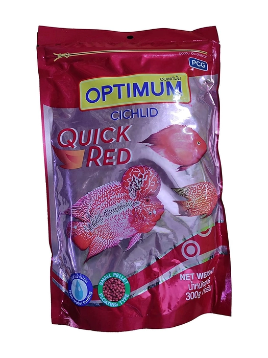 Optimum Cichlid Quick Small Pellet Fish Food, Red, 300gm