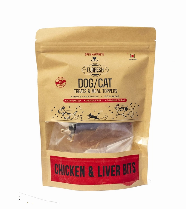 Furresh Chicken Jerky - 50g, Chicken and Liver Bits-50g, Lamb Lung Pops - 30g, Fish Bits - 50g