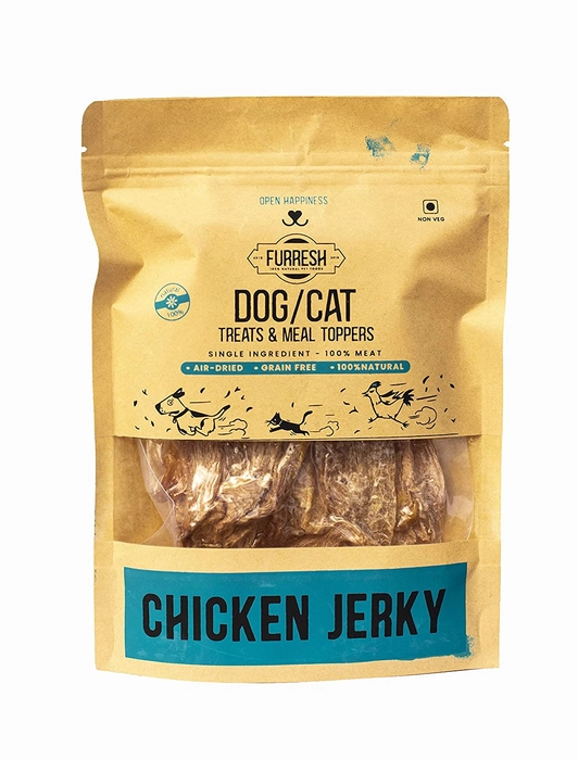 Furresh Chicken Jerky - 50g, Chicken and Liver Bits-50g, Lamb Lung Pops - 30g, Fish Bits - 50g