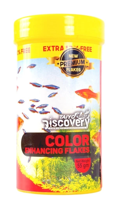 Taiyo Pluss Discovery Color Flakes Fish Food - 55g