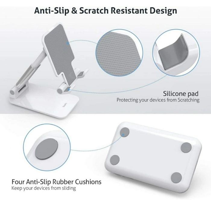 MECHATRIX Grade-A Quality Mobile Phone + Tablet Stand, Adjustable & Foldable Aluminum Stand Holder for Mobile Phone and Tablet (Up to 10.3 inch)