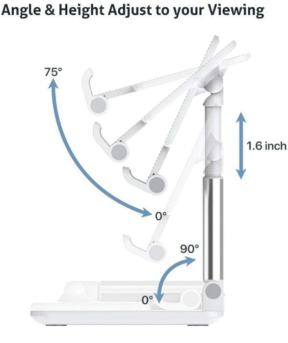 MECHATRIX Grade-A Quality Mobile Phone + Tablet Stand, Adjustable & Foldable Aluminum Stand Holder for Mobile Phone and Tablet (Up to 10.3 inch)