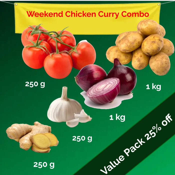 CHICKEN CURRY COMBO - Jyoti Aloo (1 kg)+ Onion (1 kg)+ Tomato (250 gm)+Garlic (250 gm) + Ginger (250 gm)