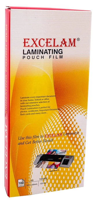 Excelam Lamination Pouch 100x230mm 125 Micron (100 Sheets per Pouch) (Aadhar Card) Thermal Lamination Film | Waterproof Lamination Film | Document