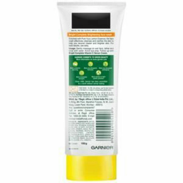 Garnier Bright Complete Vitamin C Face Wash - With Lemon Extracts, Fights Dullness, 100 g