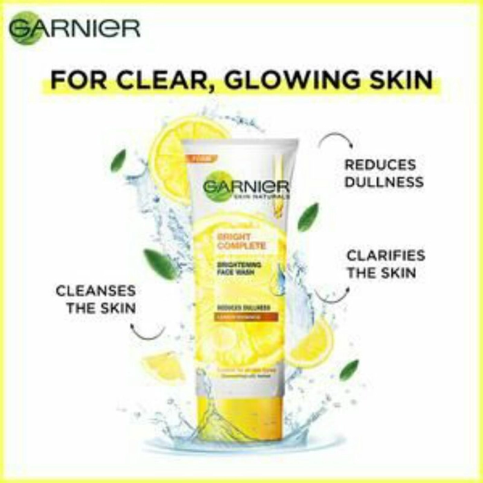 Garnier Bright Complete Vitamin C Face Wash - With Lemon Extracts, Fights Dullness, 100 g