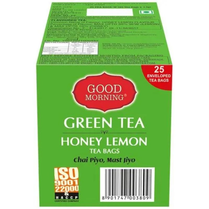 WaghBakri Tea Bag - Green, Honey, Lemon, 37.5 g (25 Bags x 1.5 g each)