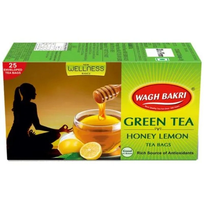 WaghBakri Tea Bag - Green, Honey, Lemon, 37.5 g (25 Bags x 1.5 g each)