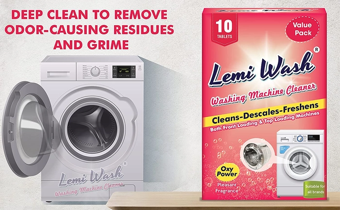 Lemi Wash Washing Machine Cleaner 10 Tablets | Removes Foul Odour | Suitable for both Front Loading & Top Loading