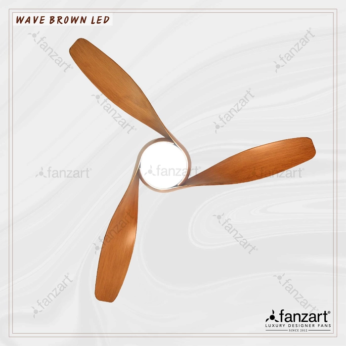 Wave Brown LED- 50″ Contemporary fan with 3 x customisable ABS blades, BLDC motor, Multi Coloured LED and Remote Control