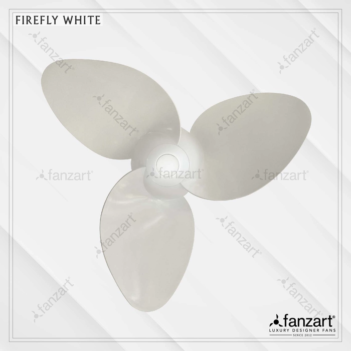 Firefly White- 44″ Modern fan with 3 x ABS Glossy White blades, BLDC motor, Summer-Winter feature and Remote Control