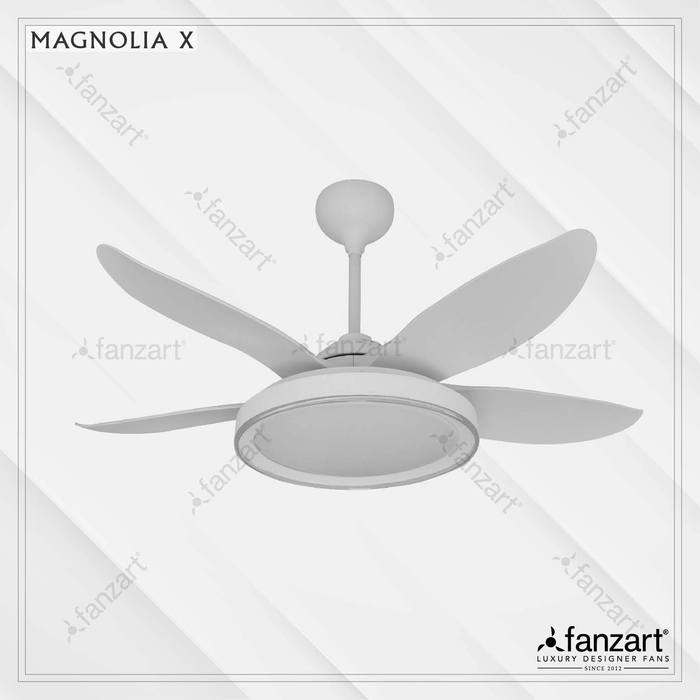 Magnolia X- 53” Modern fan with 5 x Matte white ABS blades, BLDC motor, Summer-Winter feature, sleep feature and Remote Control