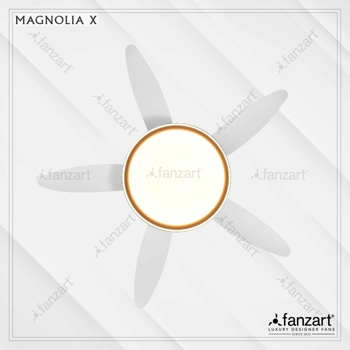 Magnolia X- 53” Modern fan with 5 x Matte white ABS blades, BLDC motor, Summer-Winter feature, sleep feature and Remote Control