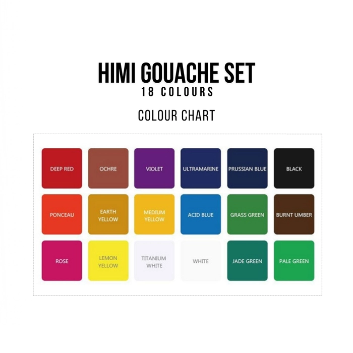 HIMI Gouache Paint Set,18 Colors (30ml/Pc) Paint Set,Unique Jelly Cup  Gouache
