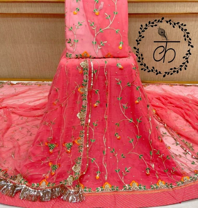 Designer Net Gown In Onion Pink Color